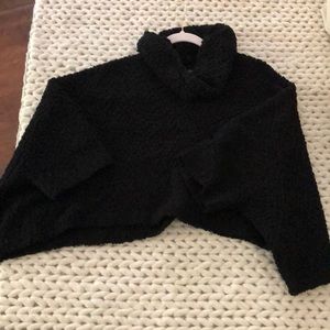 Boucle black cropped poncho